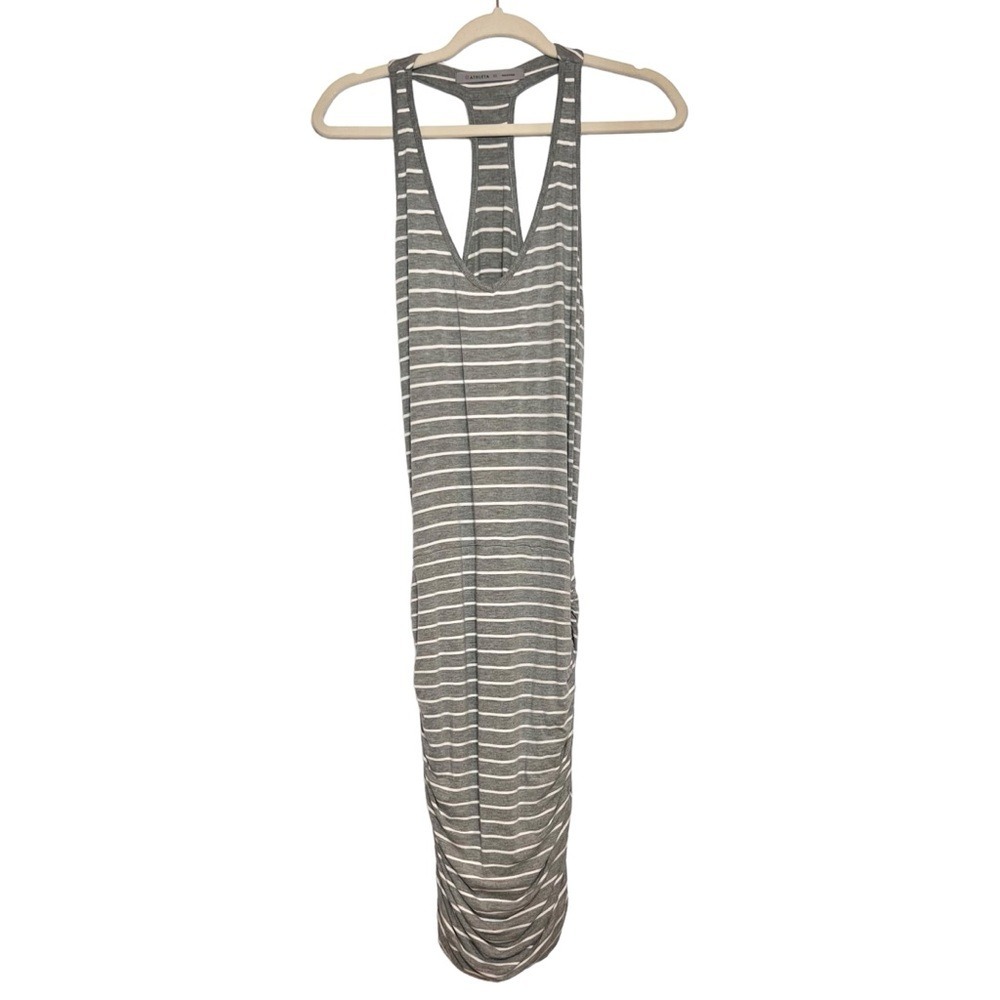 ATHLETA Striped Racerback Ruched Ponte Dress. Size XS - Picture 3 of 9